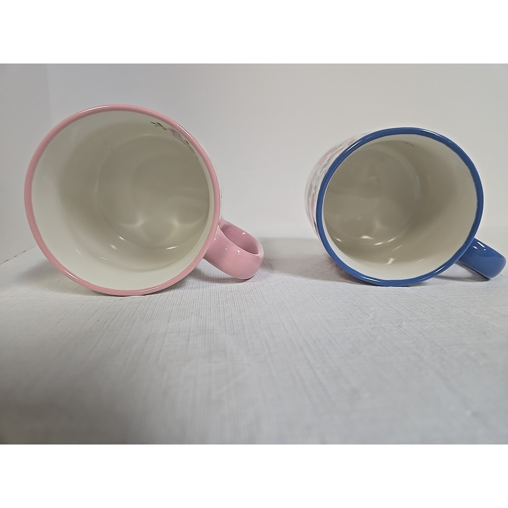 10 Strawberry Street Floral Mugs Pink Rose Blue Flower Coffee Cups Lot of 2 - Picture 5 of 6